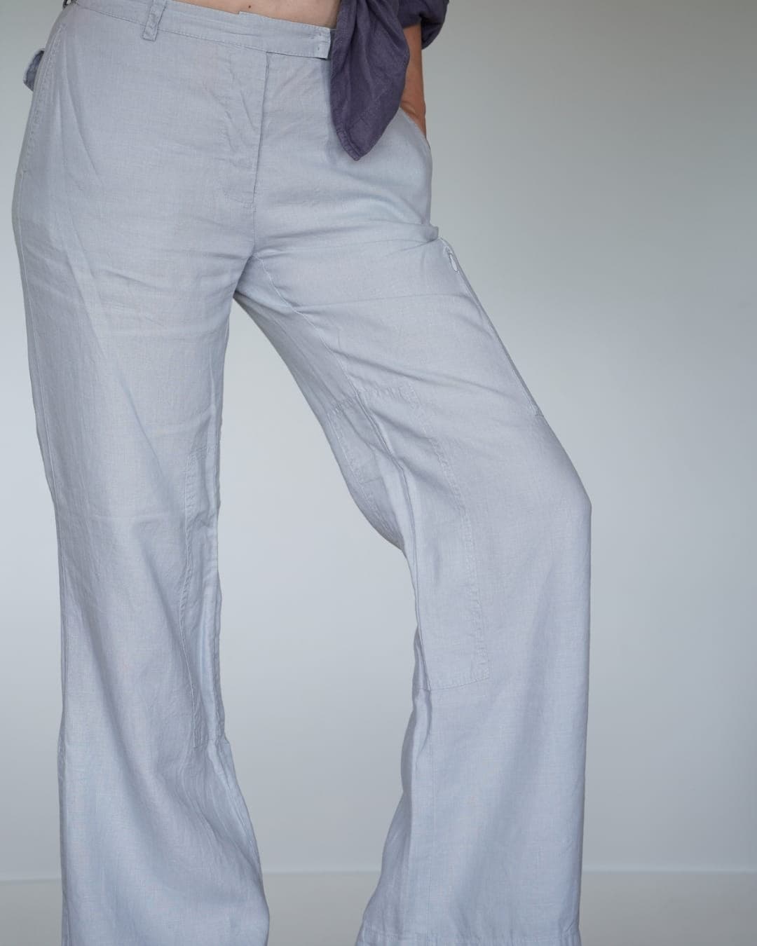Spodnie lniane popielate h&m vintage