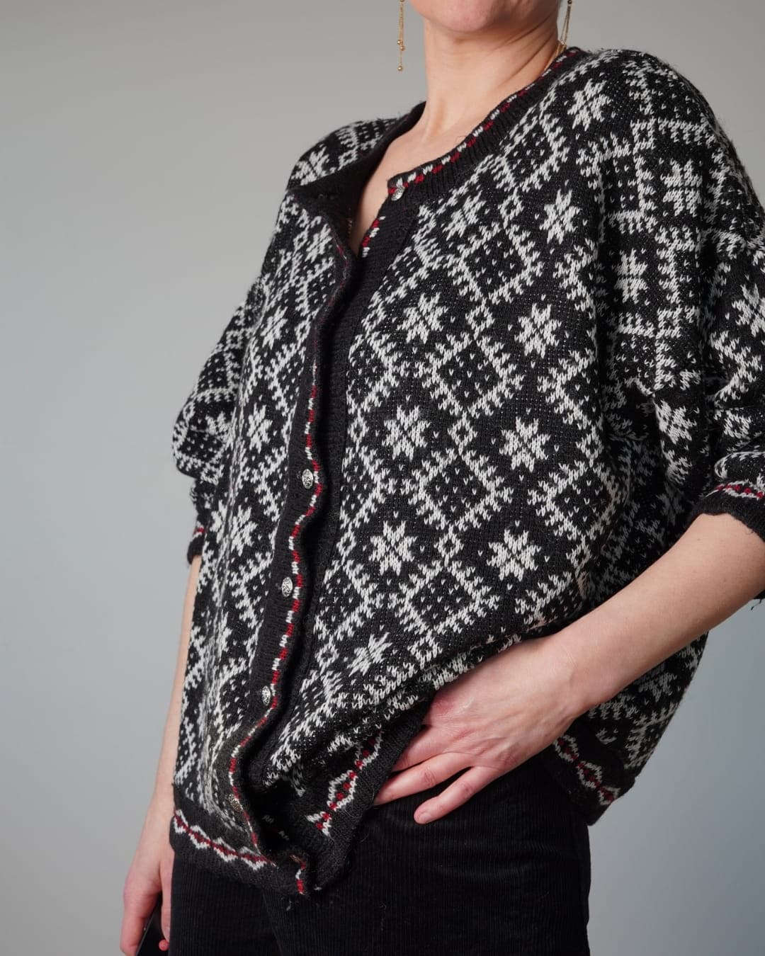 Fiński kardigan vintage  z wełną merino